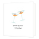 Proost op jouw verjaardag - Formaat: Standaard - Vorm: Vierkant - Verjaardagskaart - Op deze wenskaart staat een centrale illustratie van twee cocktailglazen gevuld met een oranje drankje en een halve passievrucht, tegen een witte achtergrond. De glazen zijn weergegeven in een grafische stijl met lichtblauwe contouren en lijken naar elkaar toe te neigen voor een toast. Onder de illustratie staat de tekst "proost op jouw verjaardag" geschreven in zwarte letters. - Snelwenskaart