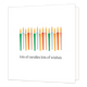 Lots of candles lots of wishes - Formaat: Standaard - Vorm: Vierkant - Verjaardagskaart - Op deze wenskaart staan kaarsen op een witte achtergrond met daaronder de tekst: "Lots of candles lots of wishes". - Snelwenskaart