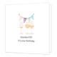 ChardonYAY it's your birthday - Formaat: Standaard - Vorm: Vierkant - Verjaardagskaart - Op deze wenskaart staan drie glazen wijn met vlaggetjes met daaronder de tekst: "CharonYAY it's your birthday". - Snelwenskaart
