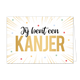 Je bent een kanjer - Formaat: Standaard - Vorm: Liggend - Complimentenkaart - Op deze wenskaart staan gouden lijnen met sterren in de kleuren groen, blauw, rood en goud. IN het midden staat de tekst: "Jij bent een kanjer". - Snelwenskaart