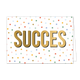 Succes - Formaat: Standaard - Vorm: Liggend - Succes kaart - Op deze wenskaart staan sterren in de kleuren paars, groen, roze, blauw, rood, oranje en goud. In het midden staat de tekst: "Succes". - Snelwenskaart