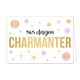 365 dagen chamanter - Formaat: Standaard - Vorm: Liggend - Verjaardagskaart - Op deze wenskaart staan allemaal goud en roze sterren. In het midden staat groot in gouden tekst 'Chamanter'. En daarboven staat in zwart '365 dagen'. - Snelwenskaart