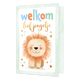 Welkom lief jongetje - Formaat: Standaard - Vorm: Staand - Geboortekaart - Op deze wenskaart staat een leeuw met daarboven de tekst: "Welkom lief jongetje". - Snelwenskaart