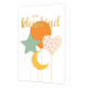 Een kleinkind - Formaat: Standaard - Vorm: Staand - Geboortekaart - Op deze wenskaart staan ballonnen in de vormen van een hartje, sterretje en een halve maan. In het midden staat de tekst: "Een kleinkind". - Snelwenskaart