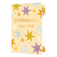 Gefeliciteerd van ons - Formaat: Standaard - Vorm: Staand - Felicitatiekaart - Op deze wenskaart staan sterren in diverse kleure met in het midden de tekst: "Gefeliciteerd van ons". - Snelwenskaart