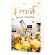 Proost op jouw verjaardag - Formaat: Standaard - Vorm: Staand - Verjaardagskaart - Op deze wenskaart staat een emmer met flessen bier. Daarboven staat de tekst: "Proost op jouw verjaardag". - Snelwenskaart