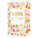 Hoera geslaagd - Formaat: Standaard - Vorm: Staand - Geslaagd kaart - Op deze wenskaart staan stippen in de kleuren geel, roze, rood, beige en groen. In het midden zit een wit vlak met de tekst: "Hoera geslaagd". - Snelwenskaart