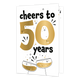 Cheers to 50 years - Formaat: Standaard - Vorm: Staand - Verjaardagskaart - Op deze wenskaart staan twee champagneglazen met daarboven de tekst: "Cheers to 50 years". - Snelwenskaart
