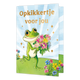 Opkikkertje voor jou - Formaat: Standaard - Vorm: Staand - Opkikker kaart - Op deze wenskaart loopt een kikker over een grasveld met een bos bloemen in de hand. Boven de kikker staat de gouden tekst 'opkikkertje voor jou'. - Snelwenskaart