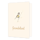 Gecondoleerd - Formaat: Standaard - Vorm: Staand - Condoleance kaart - Op deze wenskaart staat een pimpelmeesje met daaronder de gouden tekst 'gecondoleerd'. - Snelwenskaart