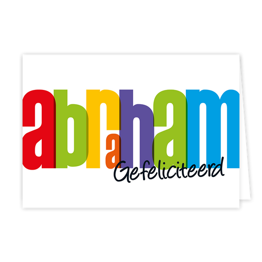 Abraham Gefeliciteerd - Formaat: Normaal - Vorm: Liggend - Verjaardagskaart - Op deze wenskaart staat de tekst: "Abraham gefeliciteerd". - Snelwenskaart