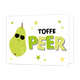 Toffe peer - Formaat: Standaard - Vorm: Liggend - Complimentenkaart - Op deze wenskaart staat een groene peer met rechts daarnaast de tekst: "Toffe peer". - Snelwenskaart