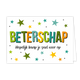 Beterschap - Formaat: Normaal - Vorm: Liggend - Beterschapskaart - Op deze wenskaart staan sterren in de kleuren geel, groen, blauw en oranje met in het midden de tekst: "Beterschap hopelijk knap je snel weer op". - Snelwenskaart
