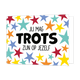 Jij mag trots zijn op jezelf - Formaat: Standaard - Vorm: Liggend - Complimentenkaart - Op deze wenskaart staan sterren in de kleuren rood, blauw, geel en oranje. In het midden staat de tekst: "Jij mag trots zijn op jezelf". - Snelwenskaart