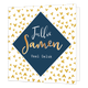 Jullie samen veel geluk - Formaat: Standaard - Vorm: Vierkant - Huwelijkskaart - Op deze wenskaart staan gouden hartjes met in het midden een blauwe ruit en de tekst: "Jullie samen veel geluk". - Snelwenskaart