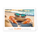 Hopelijk krabbel je snel weer op - Formaat: Klein - Vorm: Liggend - Beterschapskaart - Op deze wenskaart staat een krab op het strand met een zonnebril op. Onder de illustratie staat de tekst: "Hopelijk krabbel je snel weer op". - Snelwenskaart