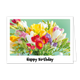 Happy birthday - Formaat: Klein - Vorm: Liggend - Verjaardagskaart - Op deze wenskaart staat een dromerige afbeelding van een groot veld vol klaprozen in tinten van rood en zachtroze. De bloemen op de voorgrond zijn gedetailleerd en scherp, terwijl ze naar de horizon toe vervagen in een warme, mistige gloed van wit en pastelkleuren. - Snelwenskaart