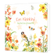 Een kleinkind - Formaat: Standaard - Vorm: Vierkant - Geboortekaart - Op deze wenskaart staan bloemen in de kleuren geel en oranje, samen met een vogel en vlinders. In het midden staat de tekst: "Een kleinkind gefeliciteerd". - Snelwenskaart