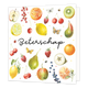 Beterschap - Formaat: Standaard - Vorm: Vierkant - Beterschapskaart - Op deze wenskaart staan diverse soorten fruit waaronder aarbeiden, kersen, kiwi's, appels, peren en citroenen. In het midden staat de tekst: "Beterschap". - Snelwenskaart