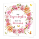 Een verjaardagskus door de brievenbus - Formaat: Standaard - Vorm: Vierkant - Verjaardagskaart - Op deze wenskaart staan bloemen in een cirkel in de kleuren roze, beige, oranje en geel. In het midden staat de tekst: "Een verjaardagskus door de brievenbus". - Snelwenskaart