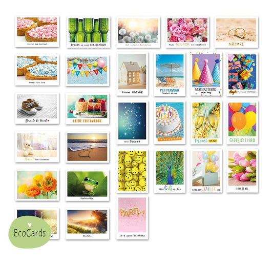 Wenskaartenset Ecocards klein - 28 stuks - Formaat: Klein - Vorm: - - - Snelwenskaart