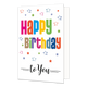 Happy Birthday to you - Formaat: Standaard - Vorm: Staand - Verjaardagskaart - Op deze wenskaart staan sterren in de kleuren blauw, groen, roze, rood en oranje. In de illustratie staat de tekst: "Happy birthday to you". - Snelwenskaart
