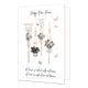 Happy new home - Formaat: Normaal - Vorm: Staand - Woningkaart - Op deze wenskaart staan bloemen en vlinders in de kkleuren geel, roze, wit, beige, groen en grijs. In de illustratie staan de teksten: "Happy New Home" en "A house is made of walls and beams. A home is made of love and dreams". - Snelwenskaart