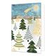 Kerstbomen - Formaat: Standaard - Vorm: Staand - Kerstkaart - Op deze kerstkaart staan kerstbomen buiten in de sneeuw met een vallende ster op de achtergrond. - Snelwenskaart