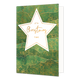 It's christmas time - Formaat: Standaard - Vorm: Staand - Kerstkaart - Op deze kerstkaart staat een witte ster op een groene achtergrond met in het midden de tekst: "It's christmas time". - Snelwenskaart