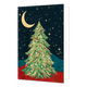 Kerstboom - Formaat: Standaard - Vorm: Staand - Kerstkaart - Op deze kerstkaart staat een kerstboom bij een nachtlandschap met een halve maan. - Snelwenskaart