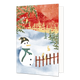 Sneeuwpop - Formaat: Standaard - Vorm: Staand - Kerstkaart - Op deze kerstkaart staat een sneeuwlandschap met een sneeuwpop. - Snelwenskaart