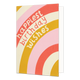 Happiest birthday wishes - Formaat: Standaard - Vorm: Staand - Verjaardagskaart - Op deze wenskaart staan lijnen in de kleuren roze, wit, groen en oranje met de tekst: "Happiest birthday wishes". - Snelwenskaart
