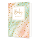 Baby on the way - Formaat: Standaard - Vorm: Staand - Zwanger kaart - Op deze artistieke wenskaart is een ontwerp te zien met de kleuren roze, beige en groen, waar kleine gouden hartjes op zitten. In het midden zit een wit blok met de gouden tekst "Baby on the way". - Snelwenskaart