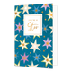 You're a star - Formaat: Standaard - Vorm: Staand - Complimentenkaart - Op deze wenskaart zijn sterren in de kleuren beige, paars, blauw, groen, goud en wit te zien, met een donkerblauwe achtergrond. In het midden zit een wit blok met de gouden tekst: "You're a star". - Snelwenskaart