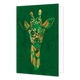 Gold Rush giraffe - Formaat: Standaard - Vorm: Staand - Blanco kaart - Op deze wenskaart is een gouden giraffe te zien met een groene achtergrond. - Snelwenskaart