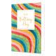 Big birthday hug - Formaat: Standaard - Vorm: Staand - Verjaardagskaart - Op deze wenskaart zijn lijnen in de kleuren van de regenboog te zien. In het midden zit een wit blok met de gouden tekst: "Big birthday hug". - Snelwenskaart