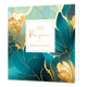 XL - Met pensioen gefeliciteerd - Formaat: Groot - Vorm: Vierkant - Pensioenkaart - Op deze wenskaart zijn bloemen op een artistieke manier weergegeven met diverse kleuren blauw, geel en goud. In het midden zit een wit blok met gouden tekst: "Met pensioen gefeliciteerd". - Snelwenskaart