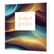 XL - Goodbye & Good Luck - Formaat: Groot - Vorm: Vierkant - Afscheidskaart - Op deze artistieke wenskaart is een ontwerp te zien met de kleuren goud en blauw. In het midden zit een wit blok met de gouden tekst: "Goodbye & Good Luck". - Snelwenskaart