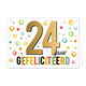 24 jaar gefeliciteerd - Formaat: Standaard - Vorm: Liggend - Felicitatiekaart - Op deze wenskaart staat de tekst: "24 jaar gefeliciteerd". - Snelwenskaart