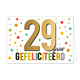 29 jaar gefeliciteerd - Formaat: Standaard - Vorm: Liggend - Felicitatiekaart - Op deze wenskaart staat de tekst: "29 jaar gefeliciteerd". - Snelwenskaart