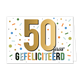50 jaar gefeliciteerd - Formaat: Standaard - Vorm: Liggend - Felicitatiekaart - Op deze wenskaart staat de tekst: "50 jaar gefeliciteerd". - Snelwenskaart