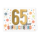 65 jaar gefeliciteerd - Formaat: Standaard - Vorm: Liggend - Felicitatiekaart - Op deze wenskaart staat de tekst: "65 jaar gefeliciteerd". - Snelwenskaart