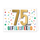 75 jaar gefeliciteerd - Formaat: Standaard - Vorm: Liggend - Felicitatiekaart - Op deze wenskaart staat de tekst: "75 jaar gefeliciteerd". - Snelwenskaart