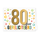 80 jaar gefeliciteerd - Formaat: Standaard - Vorm: Liggend - Felicitatiekaart - Op deze wenskaart staat de tekst: "80 jaar gefeliciteerd". - Snelwenskaart