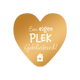Een eigen plek gefeliciteerd - Formaat: Standaard - Vorm: Hart - Woningkaart - Op deze harten wenskaart staat de tekst: "Een eigen plek gefeliciteerd!" in witte letters op een gouden achtergrond. Onder de tekst staat een wit huisje met daarin een hartje. - Snelwenskaart