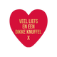 Veel liefs en een dikke knuffel - Formaat: Standaard - Vorm: Hart - Vriendschapskaart - Op deze harten wenskaart is een effen rode achtergrond te zien. Centraal staat de tekst "VEEL LIEFS EN EEN DIKKE KNUFFEL" in vier regels, gevolgd door een "X" op de laatste regel. De tekst is gedrukt in een strak, goudkleurig lettertype dat scherp afsteekt tegen de rode ondergrond. Het ontwerp is minimalistisch en krachtig door het gebruik van slechts twee kleuren. - Snelwenskaart