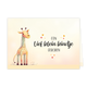 Een lief klein kindje geboren - Formaat: Klein - Vorm: Liggend - Geboortekaart - Op deze wenskaart staat een giraffe met rechts de tekst: "Een lief klein kindje geboren" omringt door hartjes. - Snelwenskaart