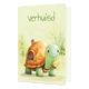 Verhuisd - Formaat: Klein - Vorm: Staand - Woningkaart - Op deze wenskaart staat een schildpad en daarboven de tekst: "Verhuisd". - Snelwenskaart