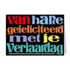 Van harte gefeliciteerd - Formaat: Klein - Vorm: Liggend - Verjaardagskaart - Op deze wenskaart staat de tekst: "Van harte gefeliciteerd met je verjaardag" op een zwarte achtergrond. - Snelwenskaart
