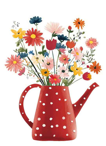 Gieter met bloemenboeket